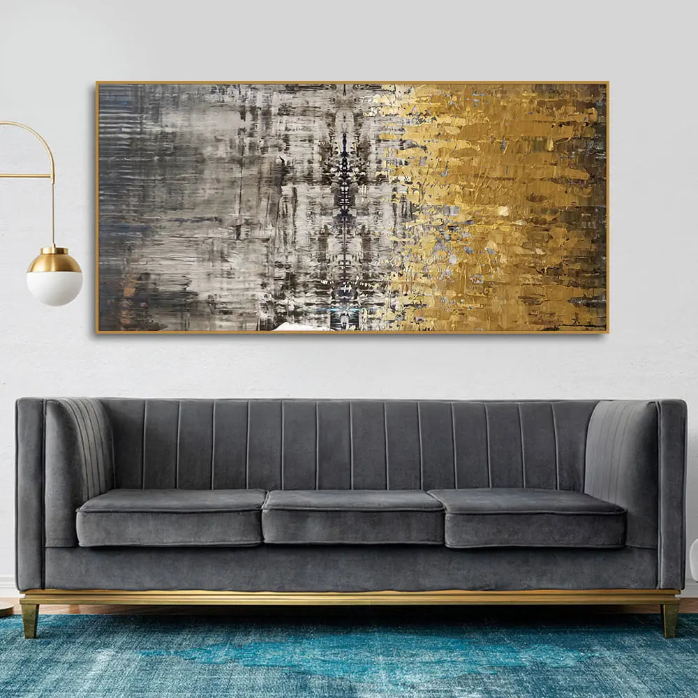 Modern Golden Abstract Textured Premium Canvas Wall Painting - Harshita Craft