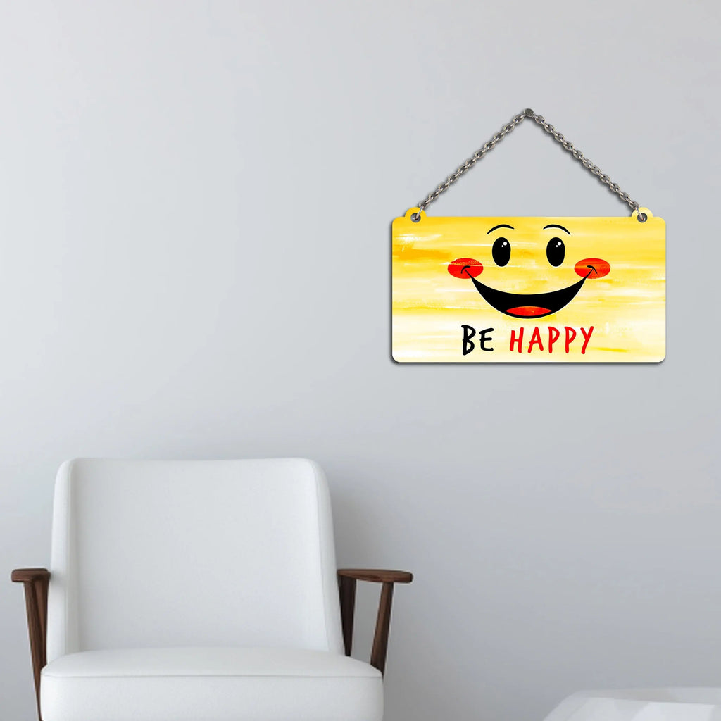Be Happy Smiley Wooden Wall Hanger for Home|Office|Living Room|Gift - Harshita Craft
