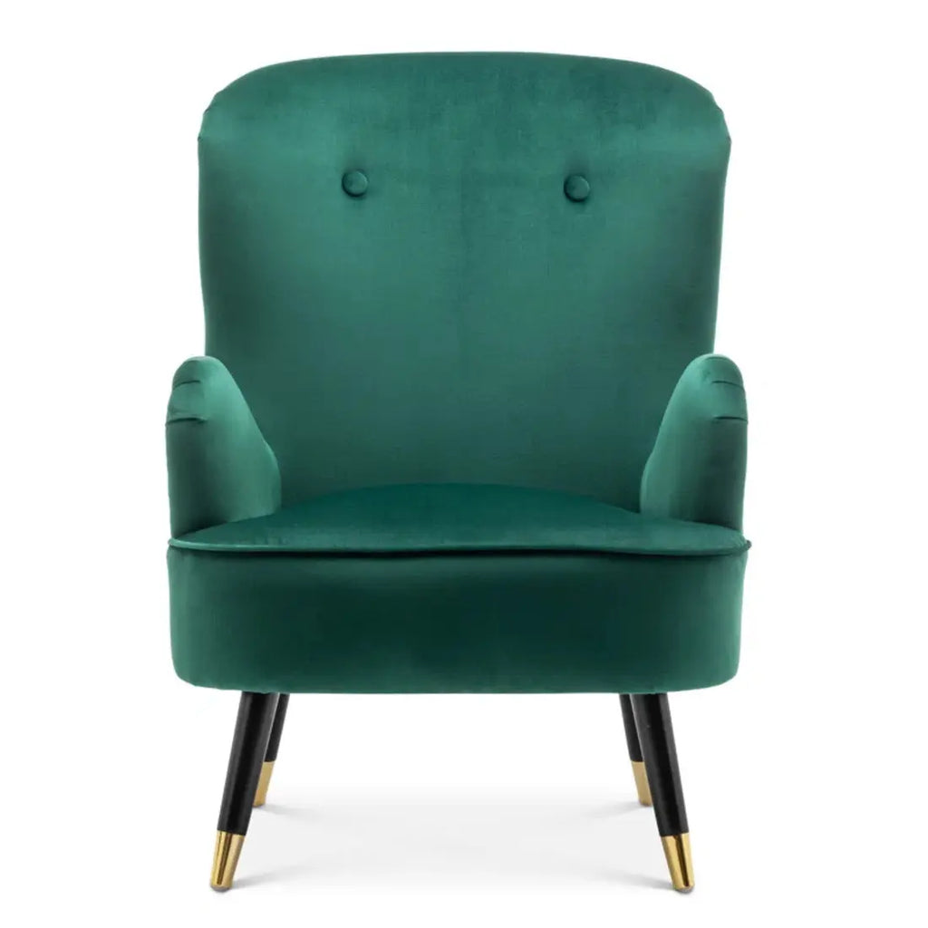 Luxurious Green Velvet Lounge Chair with Ottoman DECORMANTRA
