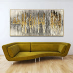 Modern Golden Abstract Design Premium Canvas Wall Painting - Harshita Craft