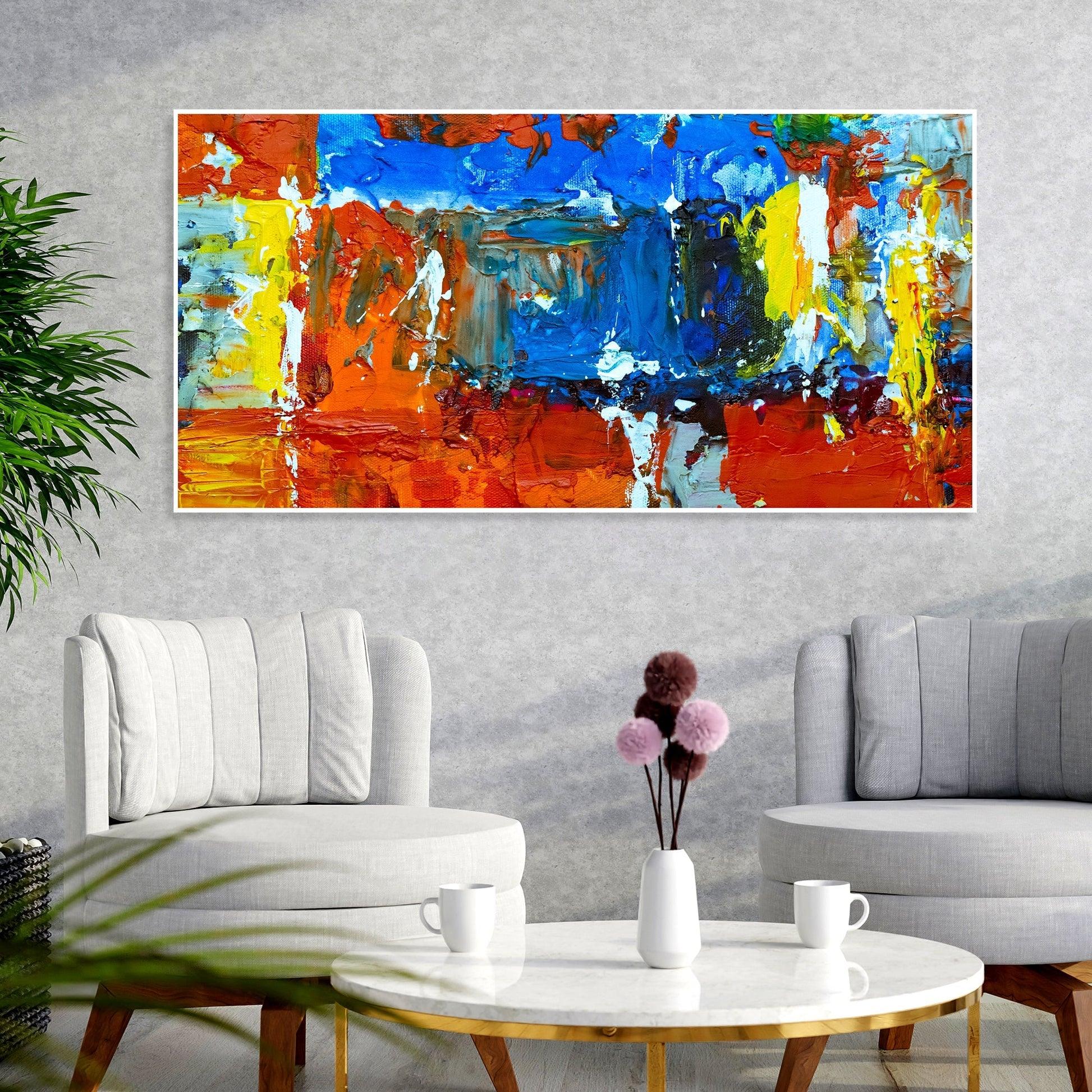 Colorful Abstract Texture Floating Frame Wall Painting - Decor Mantra 