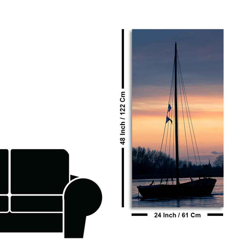 Boat at Sunset Canvas Wall Painting