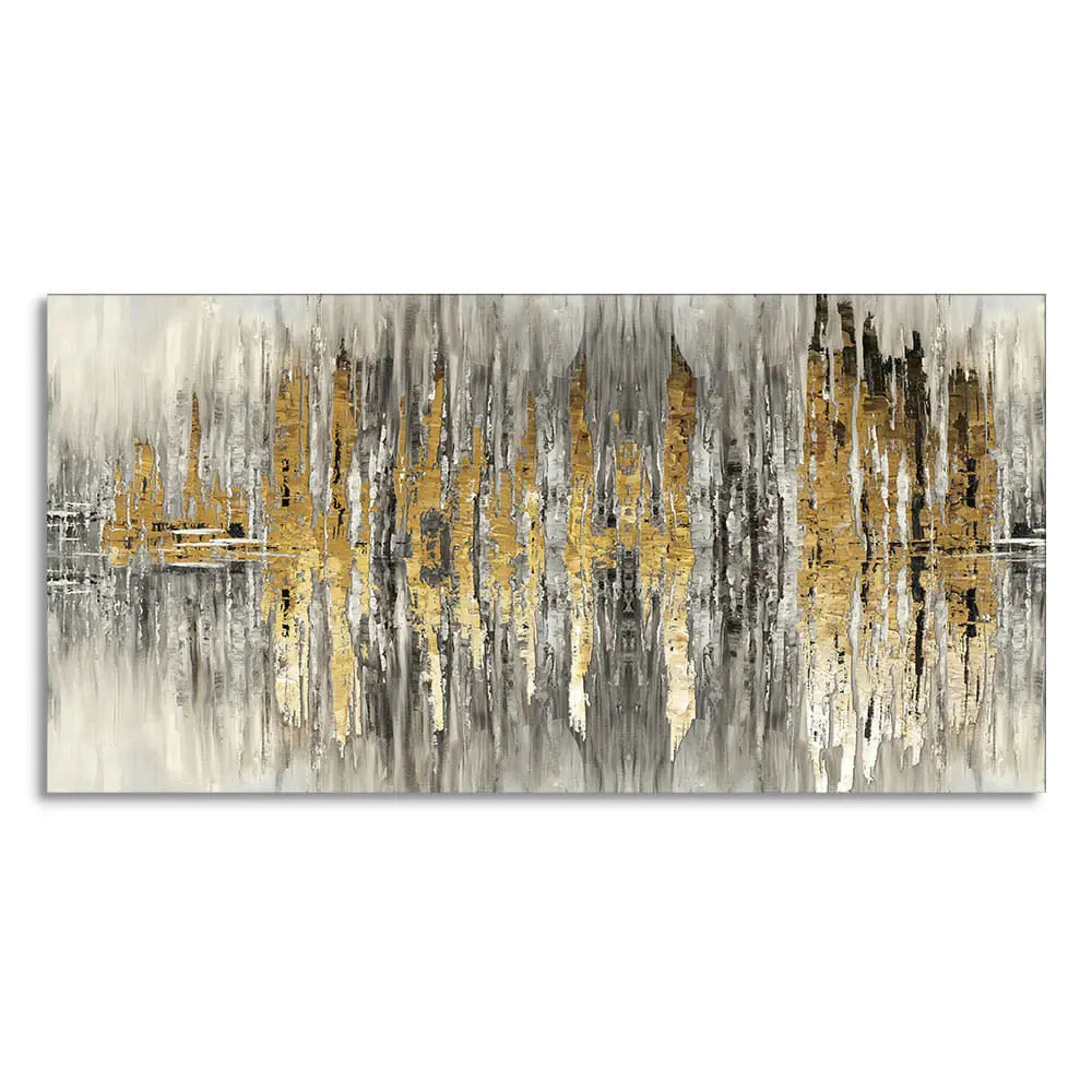 Modern Golden Abstract Design Premium Canvas Wall Painting - Harshita Craft