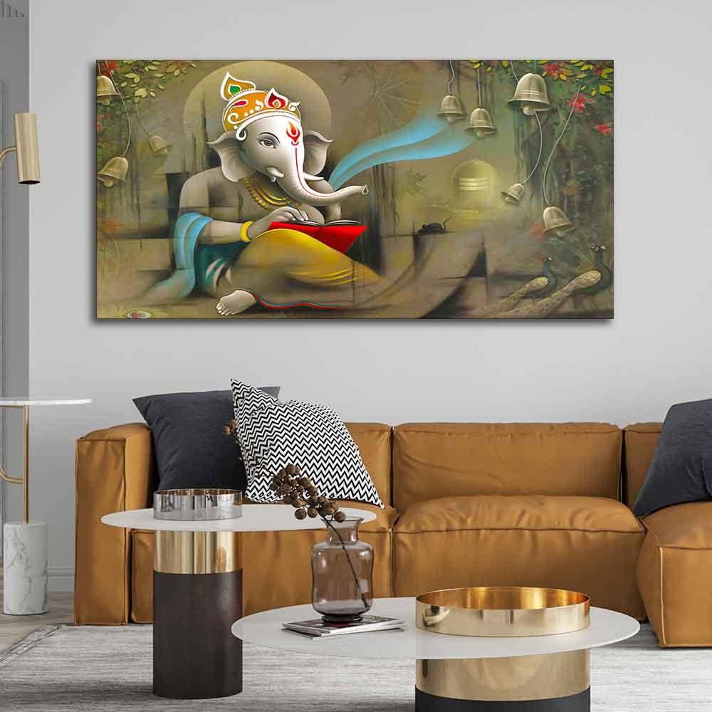 Spiritual God Ganesha Canvas Wall Painting - Decor Mantra 