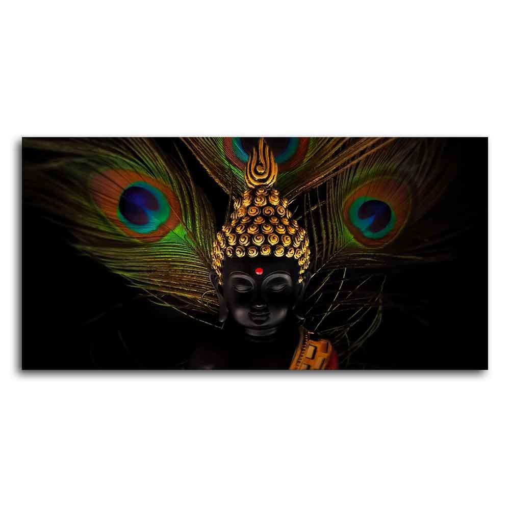Peaceful Smiling Buddha Statue Canvas Wall Painting - Decor Mantra 