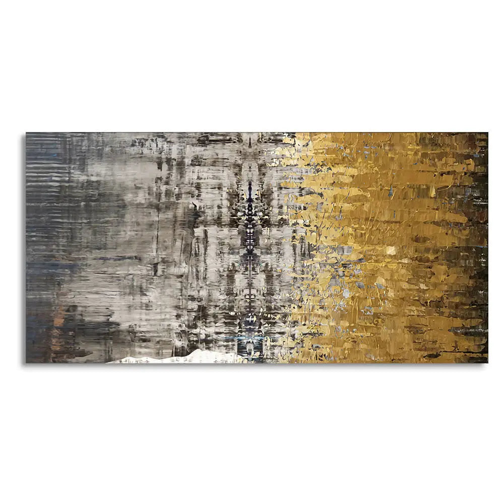 Modern Golden Abstract Textured Premium Canvas Wall Painting - Harshita Craft