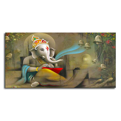 Spiritual God Ganesha Canvas Wall Painting - Decor Mantra 