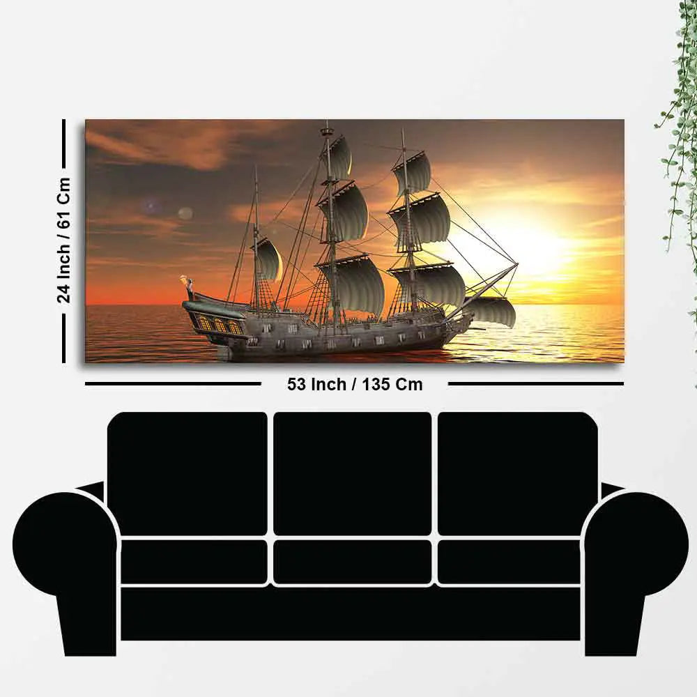 A Sailing Boat Premium Canvas Wall Painting Decor Mantra