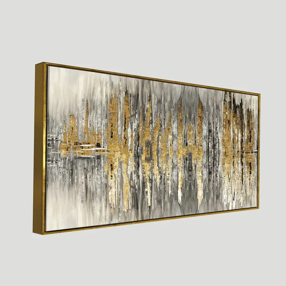 Modern Golden Abstract Design Premium Canvas Wall Painting - Harshita Craft