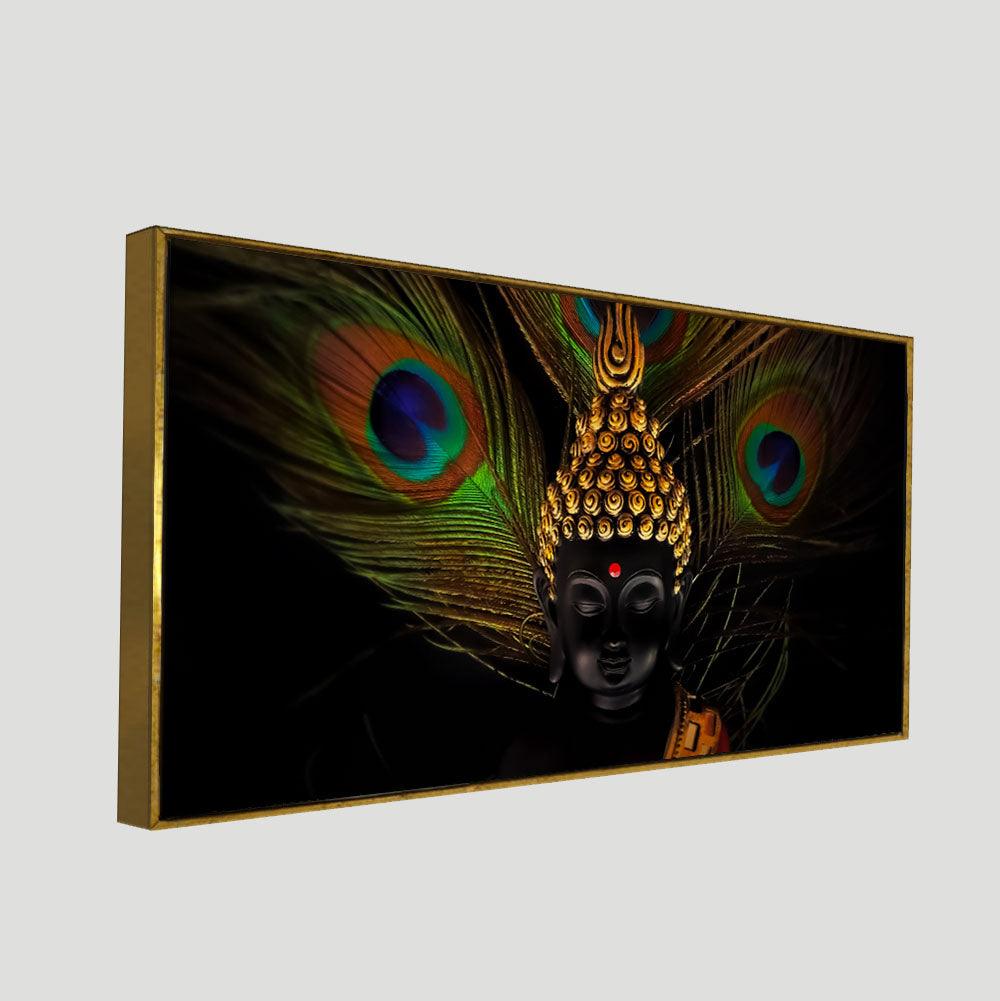 Peaceful Smiling Buddha Statue Canvas Wall Painting - Decor Mantra 