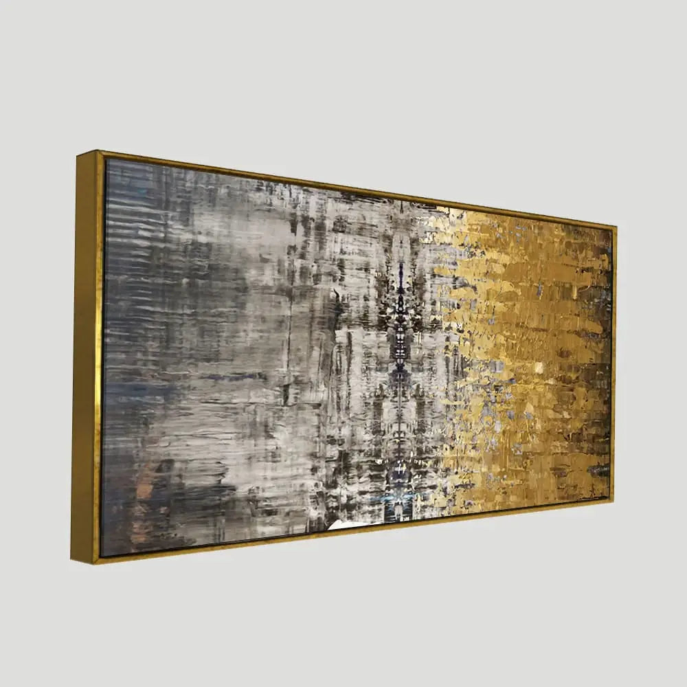 Modern Golden Abstract Textured Premium Canvas Wall Painting - Harshita Craft