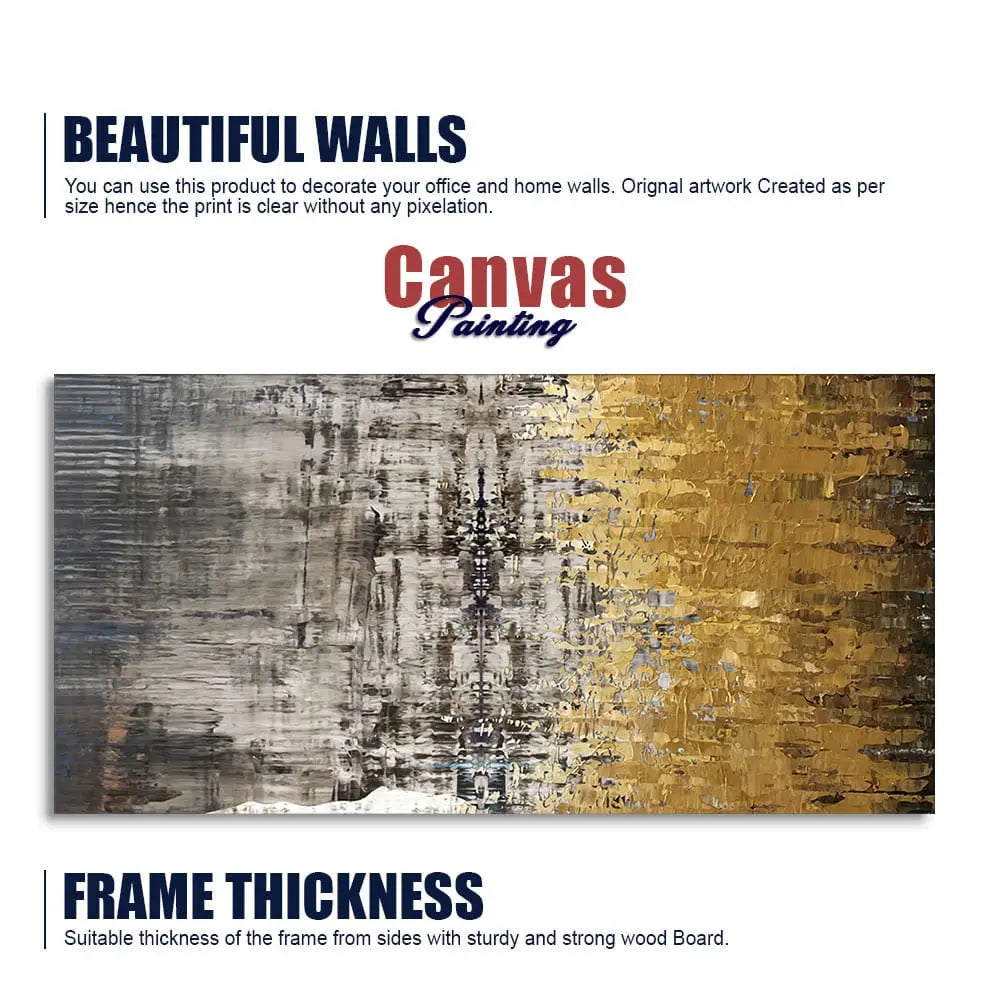 Modern Golden Abstract Textured Premium Canvas Wall Painting - Harshita Craft