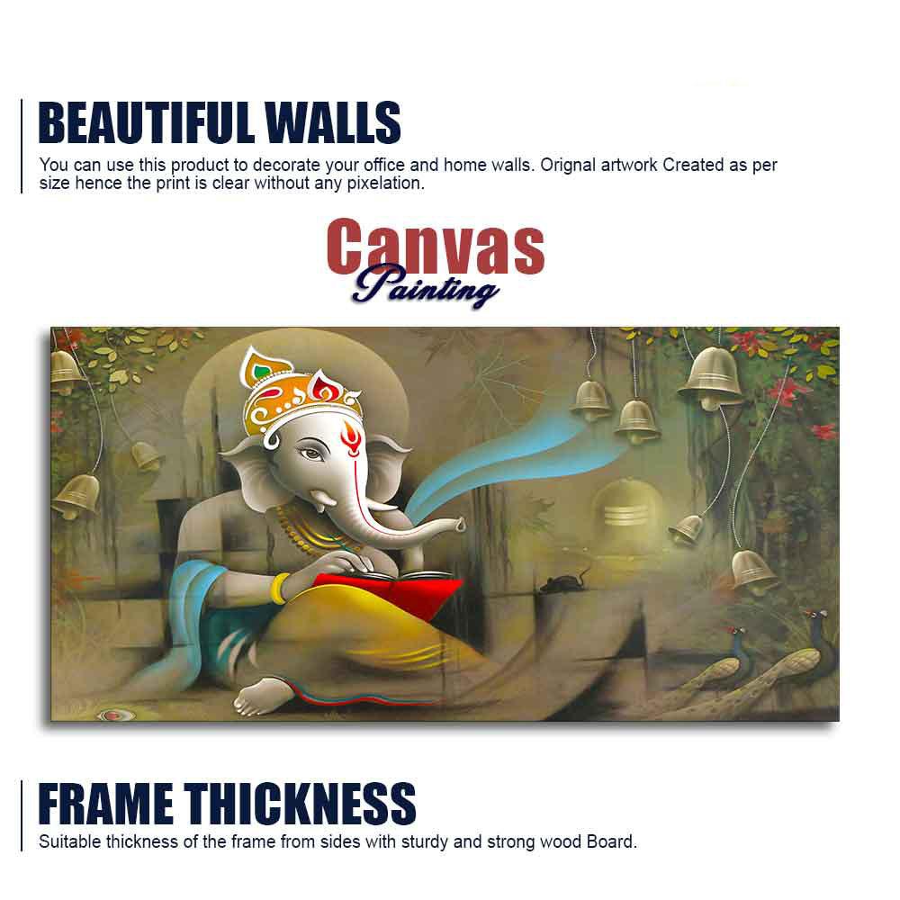 Spiritual God Ganesha Canvas Wall Painting - Decor Mantra 