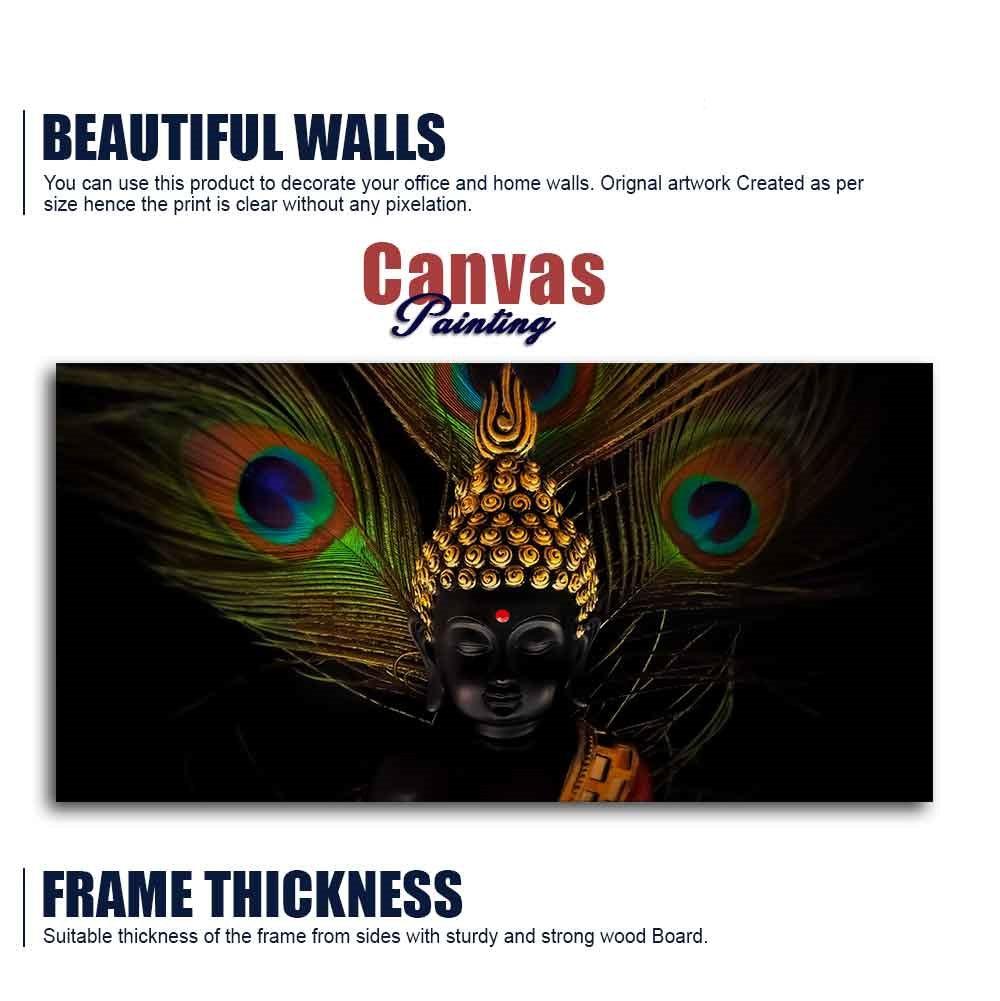 Peaceful Smiling Buddha Statue Canvas Wall Painting - Decor Mantra 