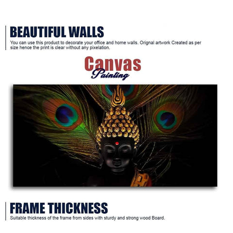 Peaceful Smiling Buddha Statue Canvas Wall Painting - Decor Mantra 