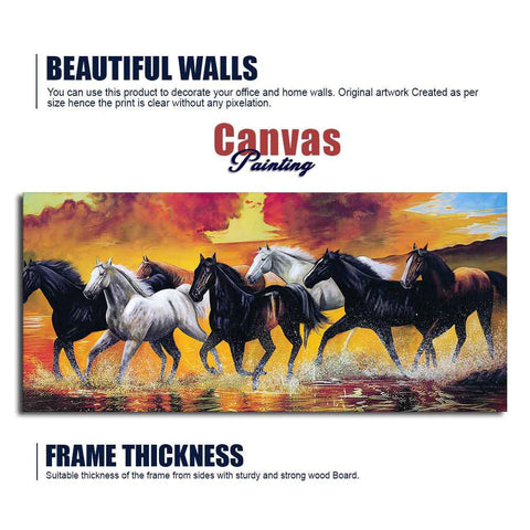 Seven Horse Running Abstract Wall Painting - Decor Mantra 