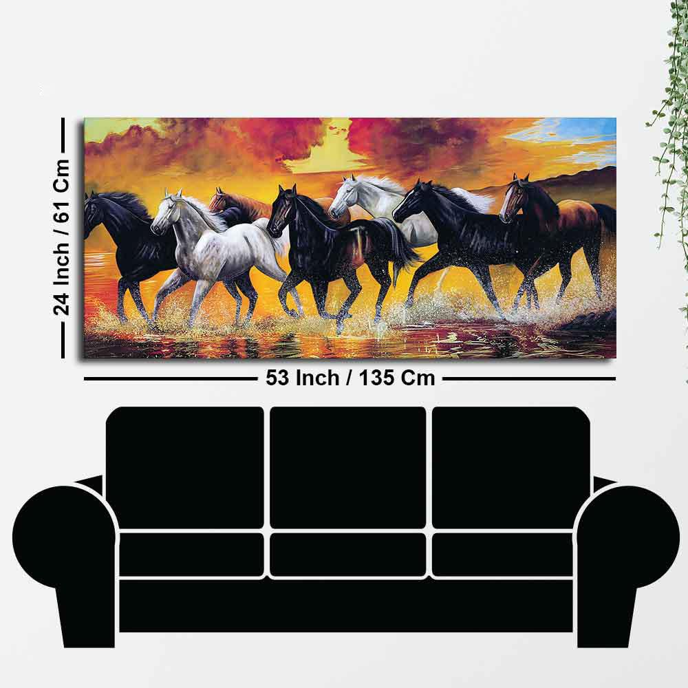Seven Horse Running Abstract Wall Painting - Decor Mantra 