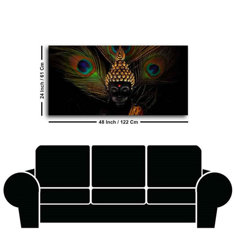 Peaceful Smiling Buddha Statue Canvas Wall Painting - Decor Mantra 