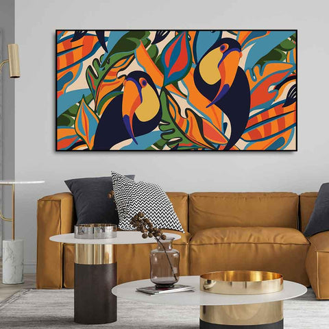 Abstract Art Toucans Wall Painting - Decor Mantra 