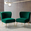 Minimalist Design Green Velvet Lounge Chairs Set Of 2 DECORMANTRA