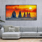 Beautiful Seascape with Sunset Canvas Wall Painting Decor Mantra
