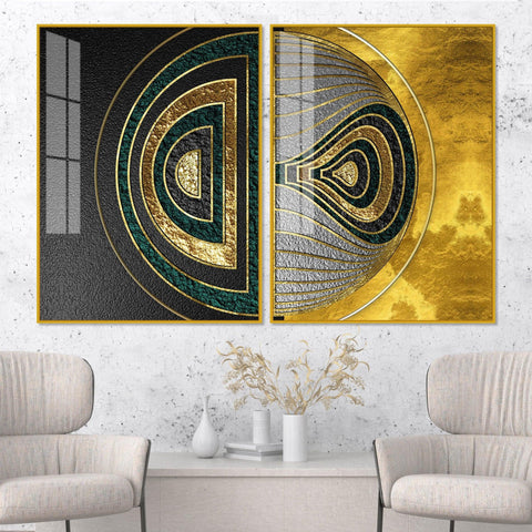 Luxurious Circular Pattern Acrylic Floating Wall Painting Set of 2 - Decor Mantra 
