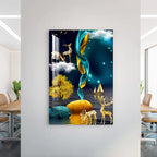 Dark Sky With Golden Tree Acrylic Wall Art DECORMANTRA