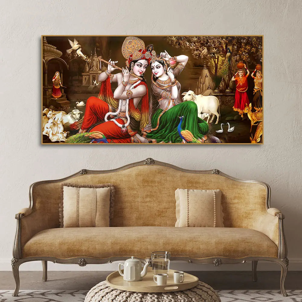 Classic Lord Radha Krishna Premium Wall Painting - Harshita Craft