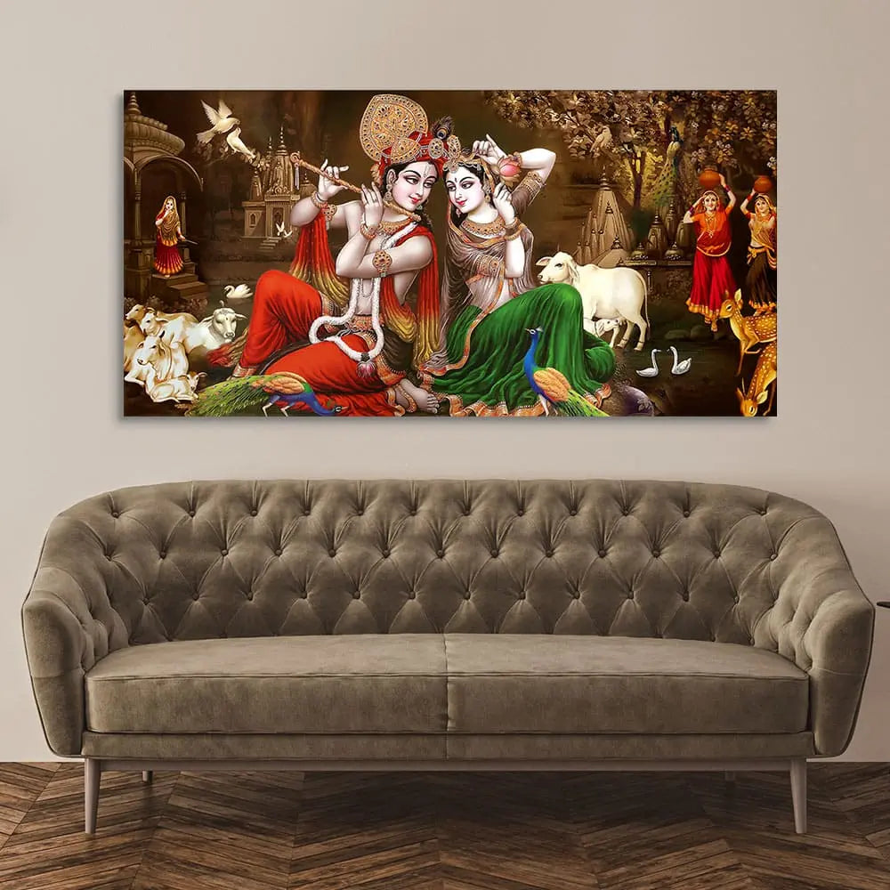 Classic Lord Radha Krishna Premium Wall Painting - Harshita Craft