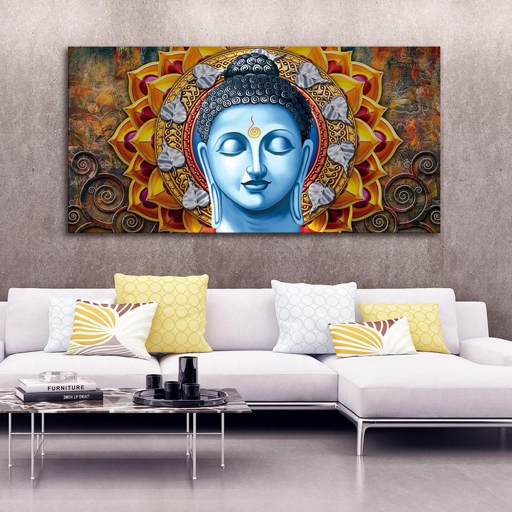 Lord Gautam Buddha Serene Face Canvas Wall Painting - Decor Mantra 