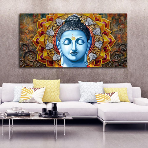 Lord Gautam Buddha Serene Face Canvas Wall Painting - Decor Mantra 