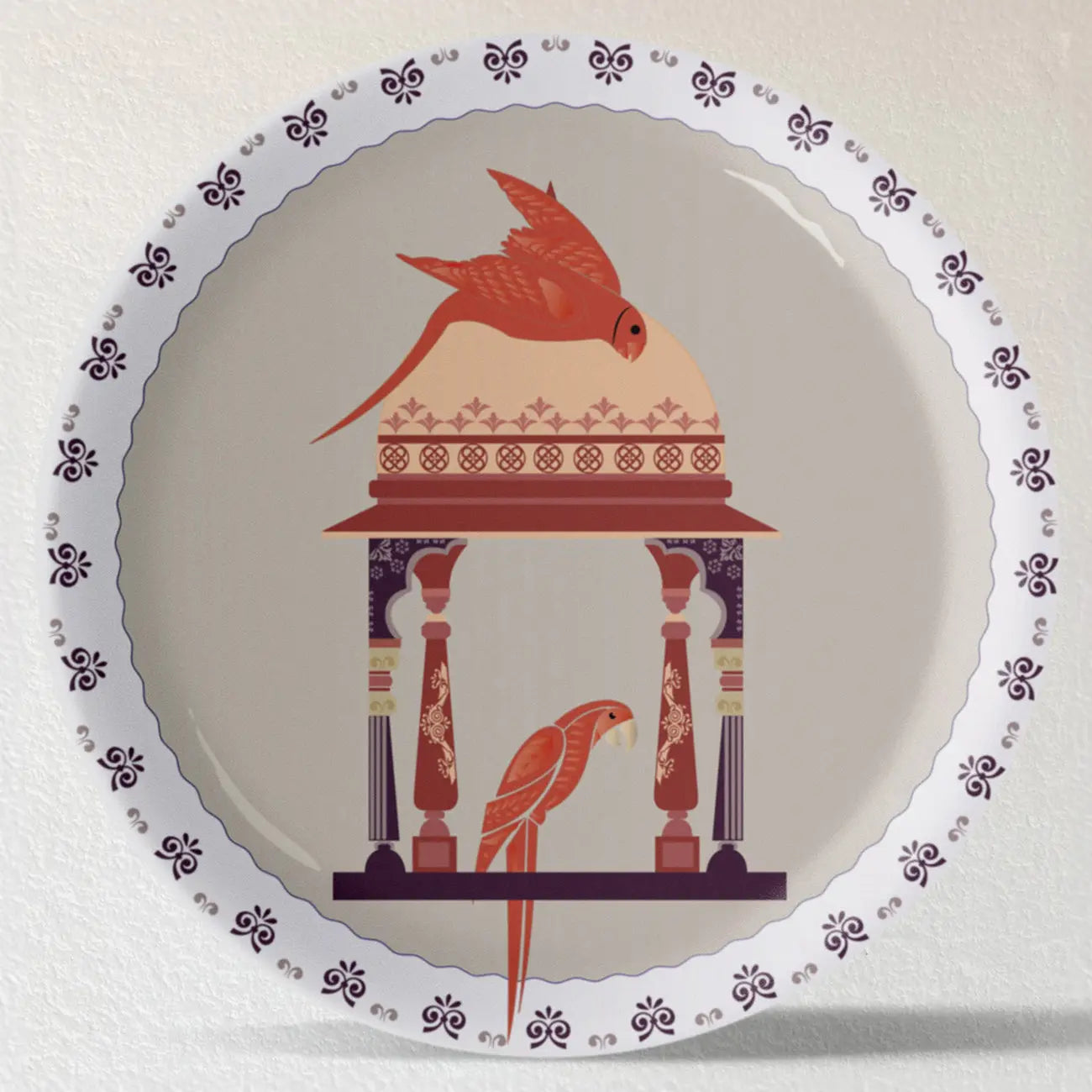 Harmony of Nature and Artistry parrot palace plate - Harshita Craft
