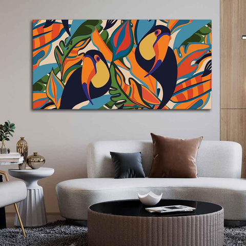 Abstract Art Toucans Wall Painting - Decor Mantra 