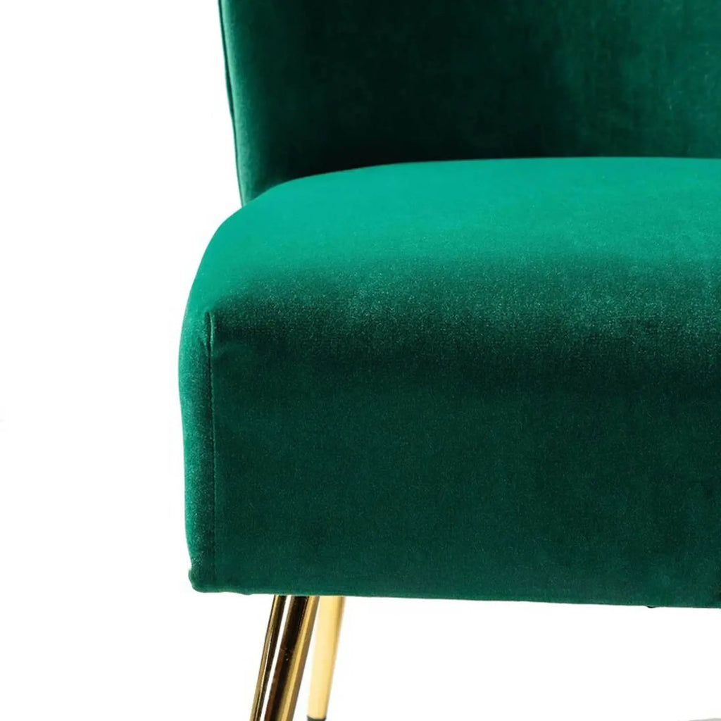 Minimalist Design Green Velvet Lounge Chairs Set Of 2 DECORMANTRA
