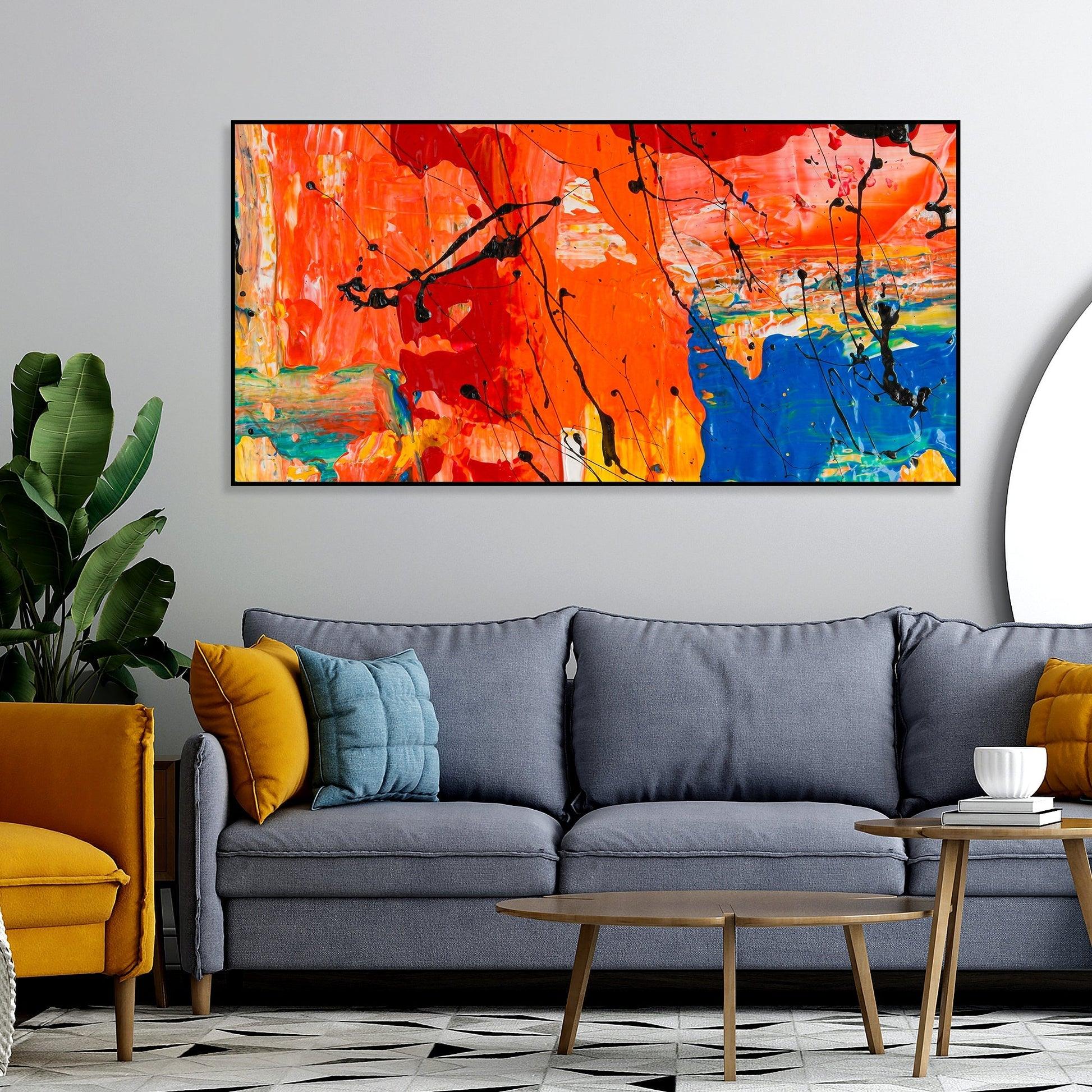 Colorful Abstract Floating Frame Wall Painting - Decor Mantra 