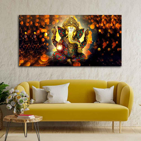 Lord Ganpati Ganesha Premium Canvas Wall Painting - Decor Mantra 