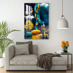 Dark Sky With Golden Tree Acrylic Wall Art DECORMANTRA