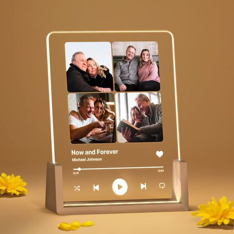 Personalized Song Plaque with Photo - Custom Couple's Music Displayer Artwork - Night Light Romantic Gift for Couples And Familie