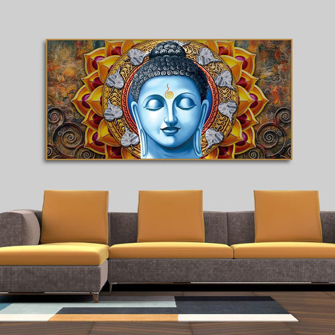 Lord Gautam Buddha Serene Face Canvas Wall Painting - Decor Mantra 