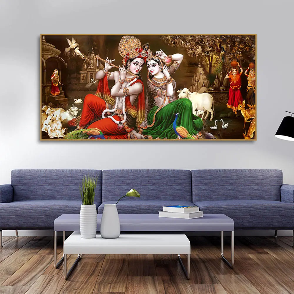 Classic Lord Radha Krishna Premium Wall Painting - Harshita Craft