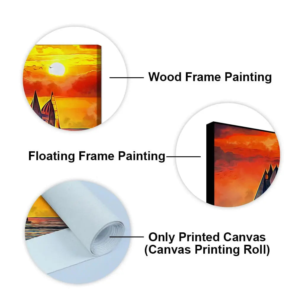 Beautiful Seascape with Sunset Canvas Wall Painting Decor Mantra