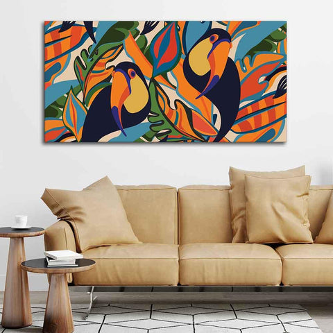 Abstract Art Toucans Wall Painting - Decor Mantra 