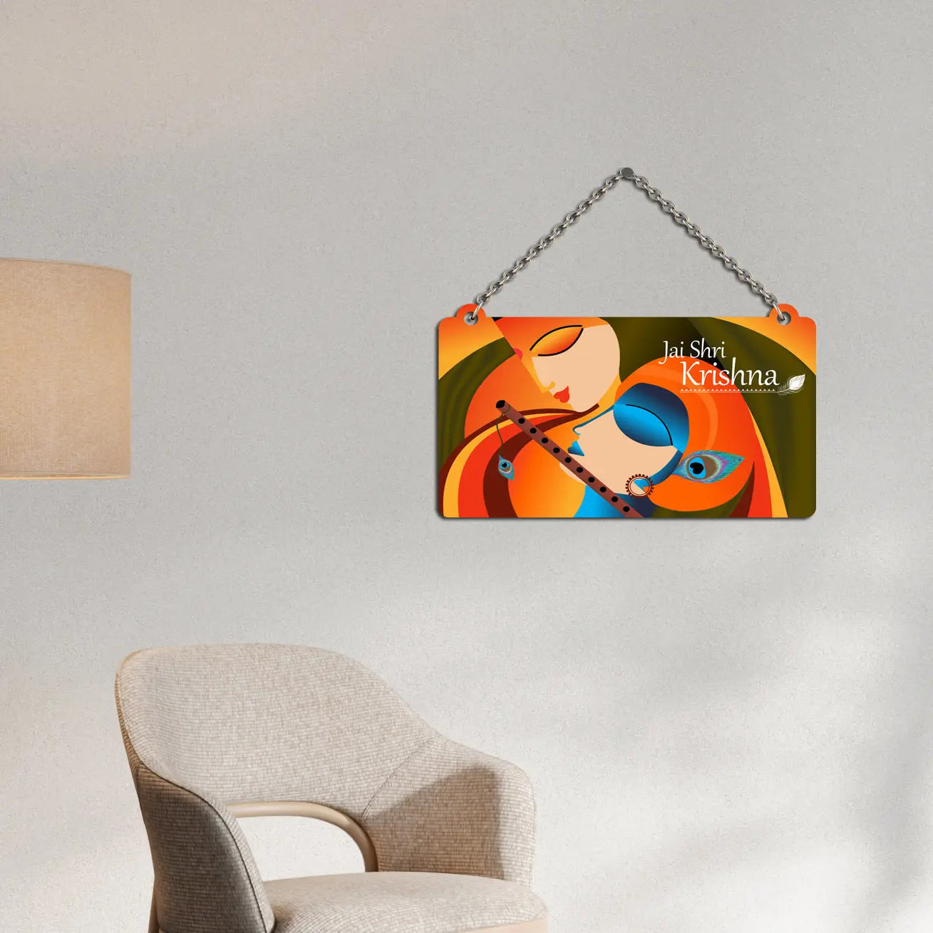 Modern Art Lord Krishna Wooden Wall Hanger for Home|Office|Living Room|Gift - Harshita Craft