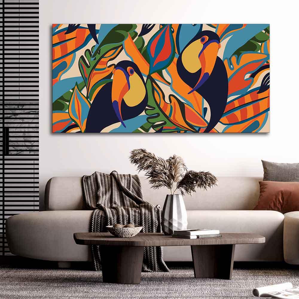 Abstract Art Toucans Wall Painting - Decor Mantra 