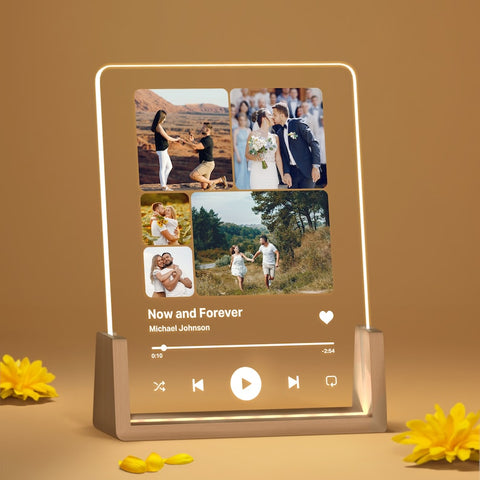 Personalized Song Plaque with Photo - Custom Couple's Music Displayer Artwork - Night Light Romantic Gift for Couples And Familie