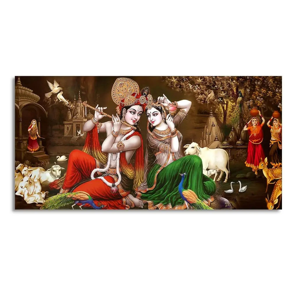 Classic Lord Radha Krishna Premium Wall Painting - Harshita Craft