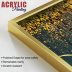 Beautiful Golden Birds and Deer Acrylic Floating Wall Painting Set Of 2 - Decor Mantra 