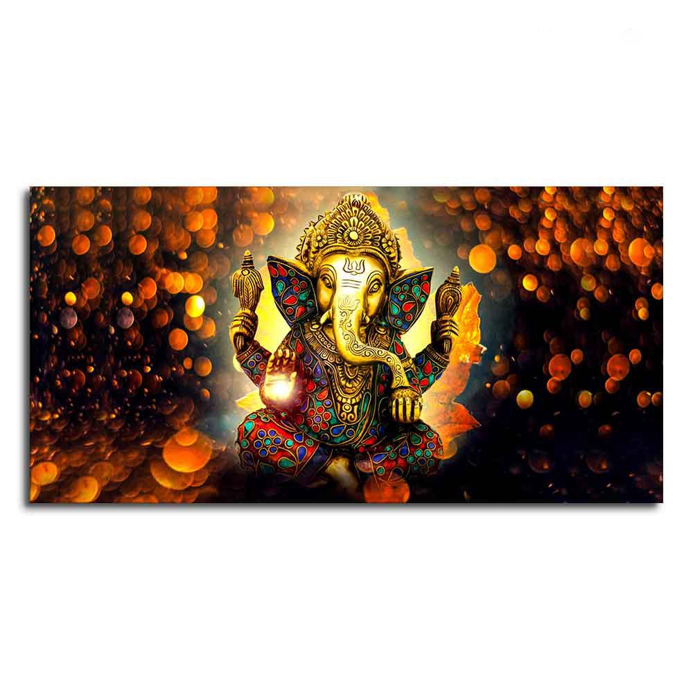 Lord Ganpati Ganesha Premium Canvas Wall Painting - Decor Mantra 