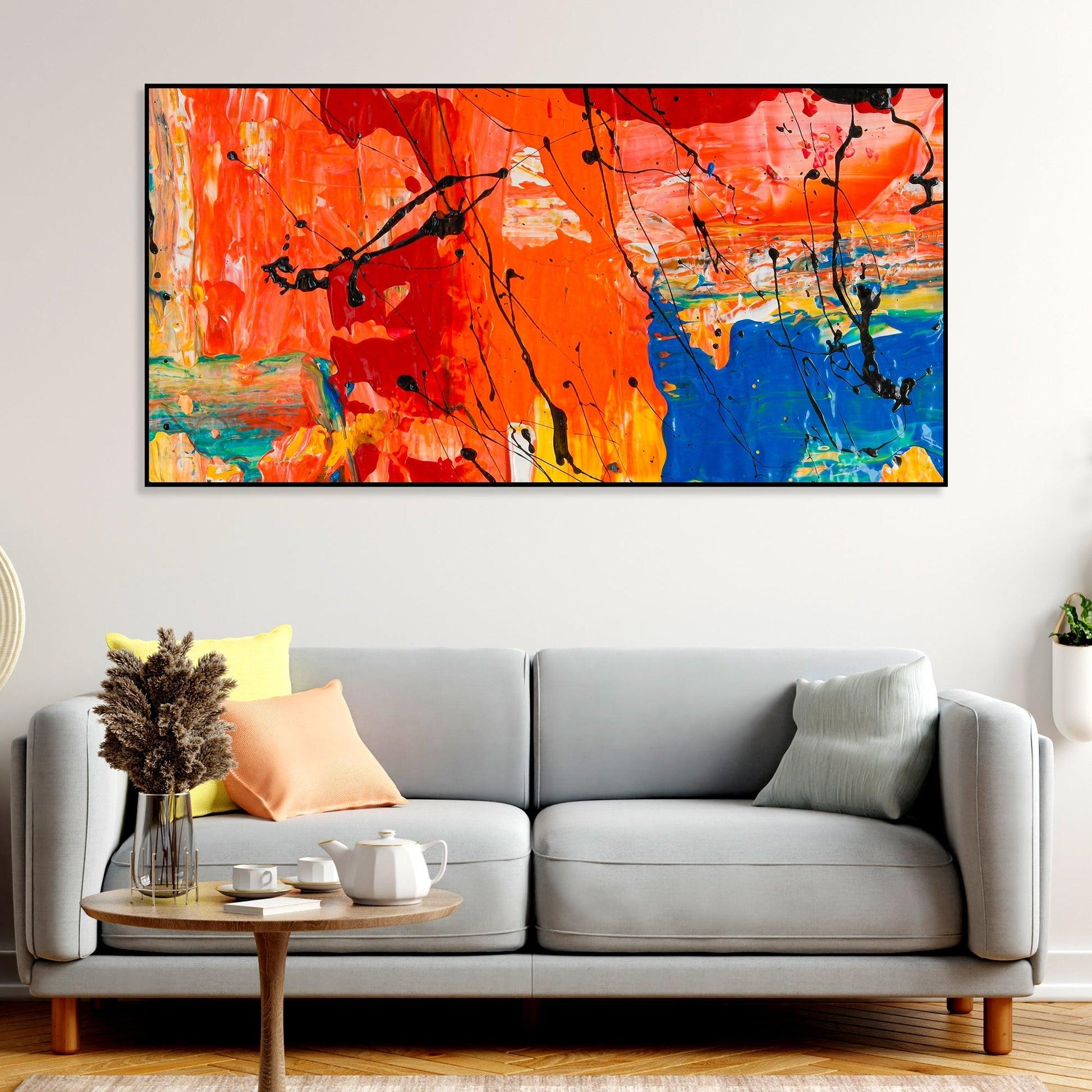 Colorful Abstract Floating Frame Wall Painting - Decor Mantra 