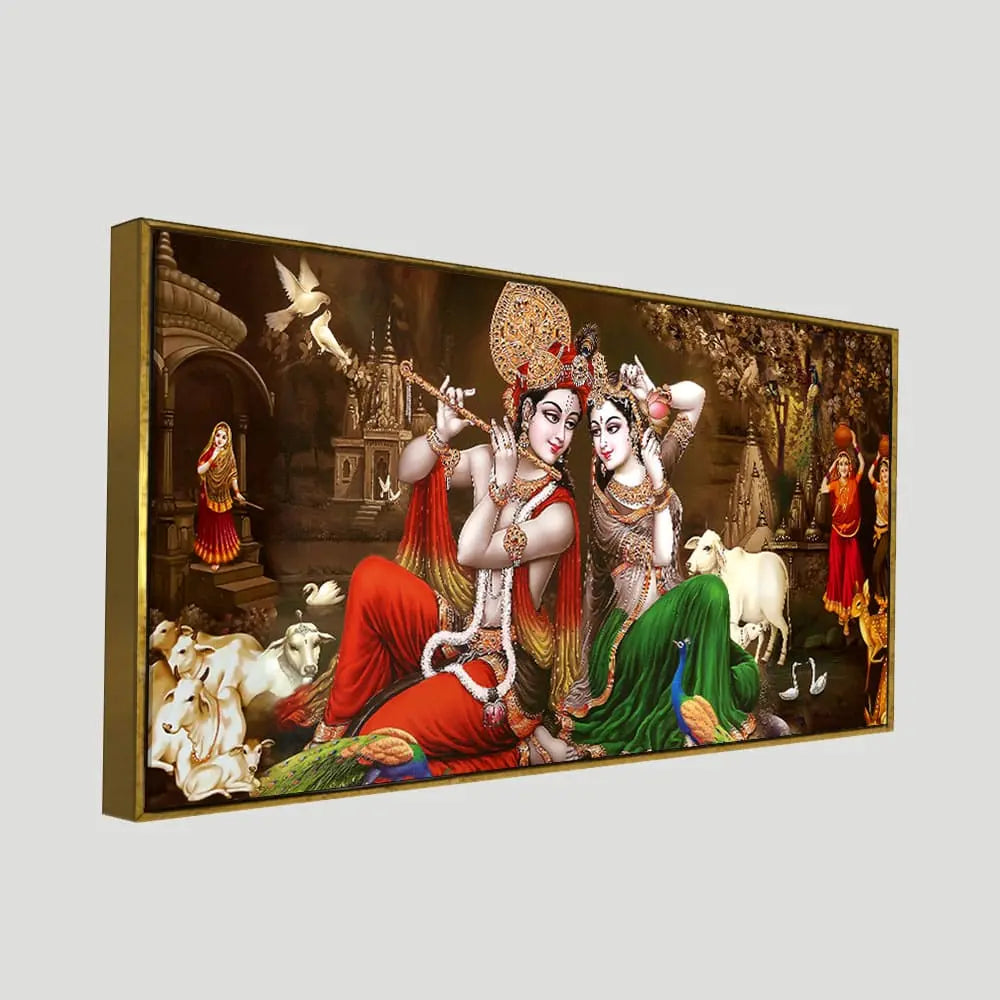 Classic Lord Radha Krishna Premium Wall Painting - Harshita Craft